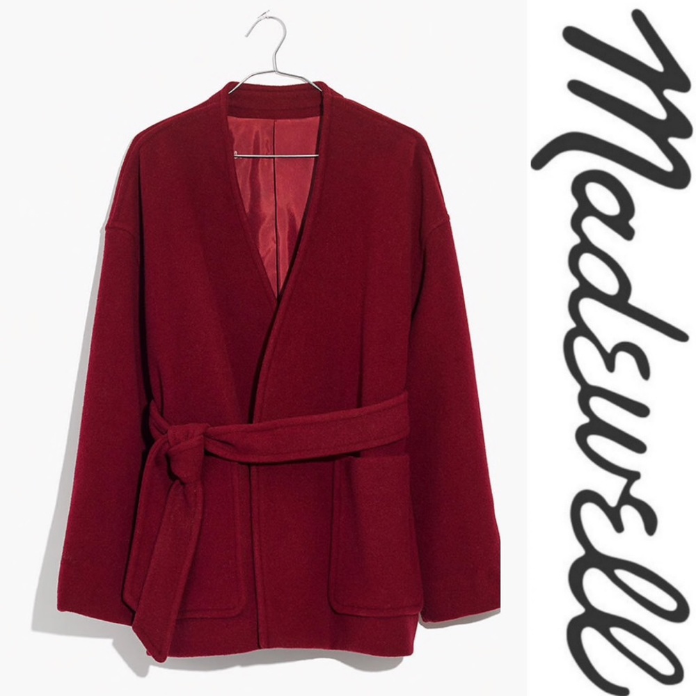 Madewell Belted Wrap Coat In Burgundy Wine Medium